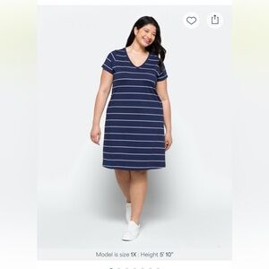 Navy and White Striped T-Shirt Dress
